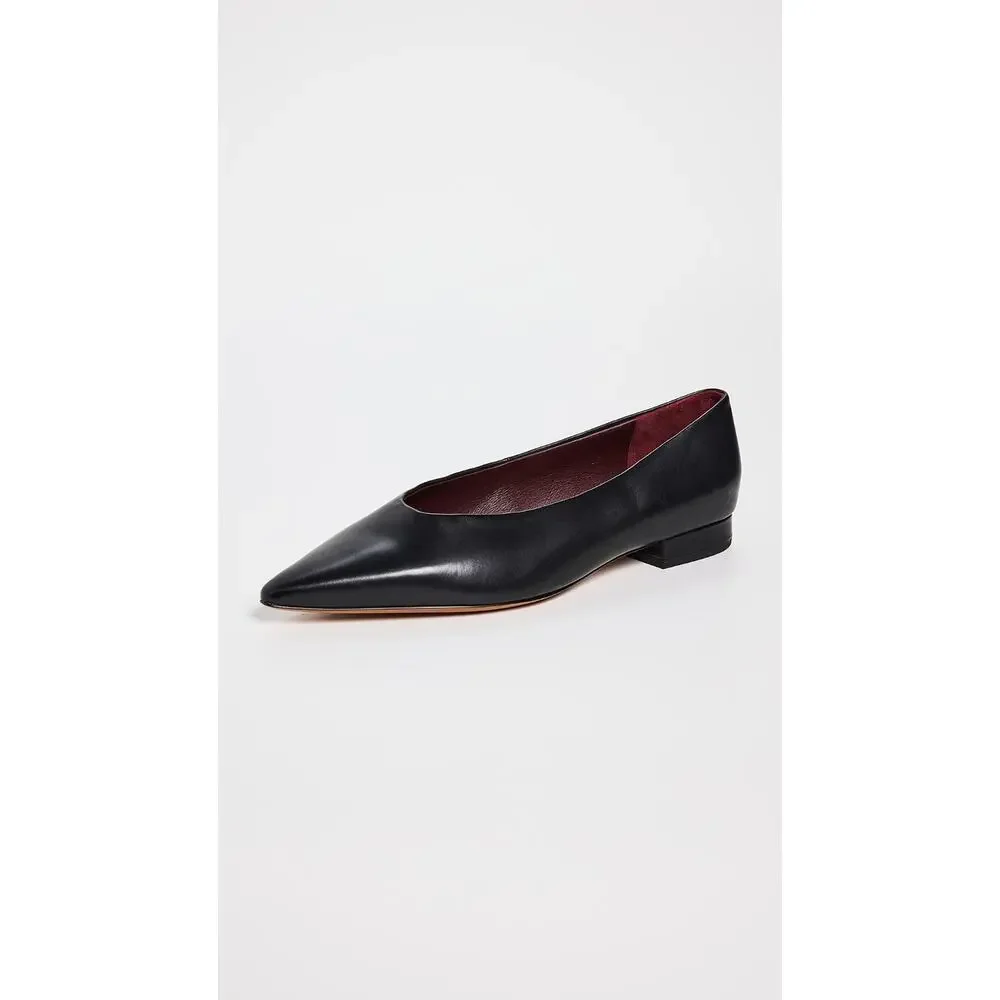 Vince Isabel Black Calfskin Leather Pointed Toe Flats Size 7.5M